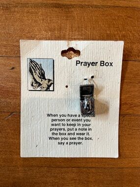 Prayer Box Charm Pendant - Silver Tone